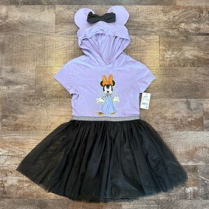 NEW Disney Minnie Mouse Halloween Hooded Dress With Tulle Skirt Size Small 6-6X